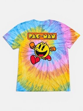 PAC-MAN Tie Dye Graphic T-Shirt Multicolor Retro Arcade Gamer Tee Size M